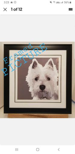 Home Decor Framed Art Westie Terrier Dog Lithograph Print Wooden Frame Glass Christmas Gift Present