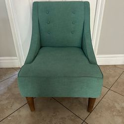 Green Blue Chair With Wooden Legs