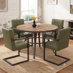 Brand New Round Table With 4 Faux Leather Chairs 