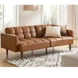 Mopio 76.4” Futon Sofa Bed, Couch Love Seat,sleeper Sofa, Mid Century Modern Futon Couch, Couch For Living Room , Pecan Brown