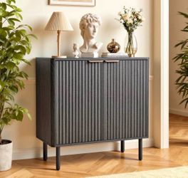 Gray coffee bar cabinet buffet
