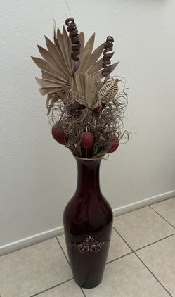 Decorative Floor Vase with Dried Arrangement