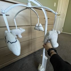 Bears And Mountains Baby Crib Musical Mobile White/Gray