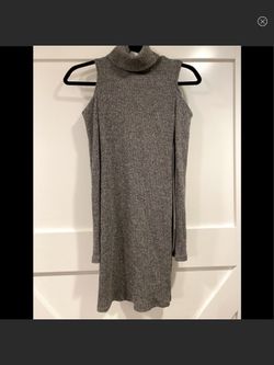 Women’s silence + noise grey and black fleck sweater dress from Urban Outfitters size Small with turtle neck and cut out shoulders.