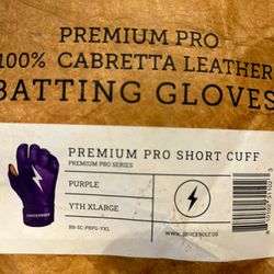 Bruce Bolt Batting Gloves Purple YXL