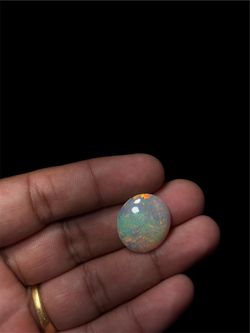 Natural Ethiopian Opal Oval Cabochon Loose Gemstone 12.7 Carat 21.66 x 19.29 mm