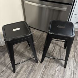 Black metal Stools (Set Of 2) 