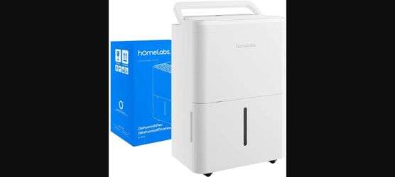 hOmeLabs 8-Pint Compact Wi-Fi Dehumidifier - Ultra Quiet, for up to 1800 Sq Ft, White