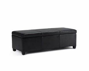 48” Storage Ottoman Bench – Black