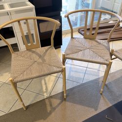 Pair Wishbone Style Dining Chair, Indoor And Outdoor 