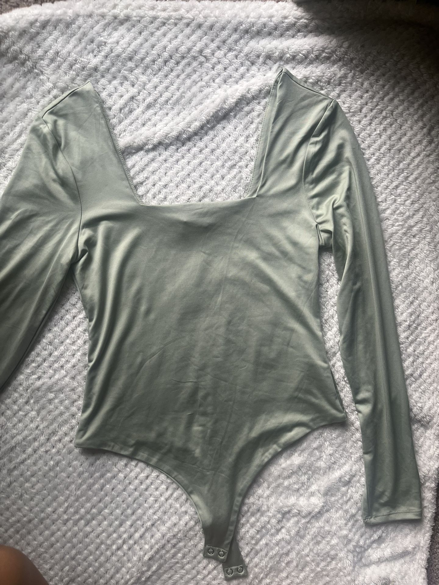 Sage Green Silky Long Sleeve Bodysuit Size M Worn Once Women’s / Girls 