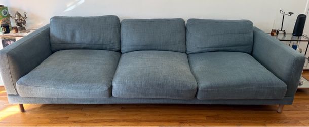 Blue Italian Chenille Down Sofa Loro Piana