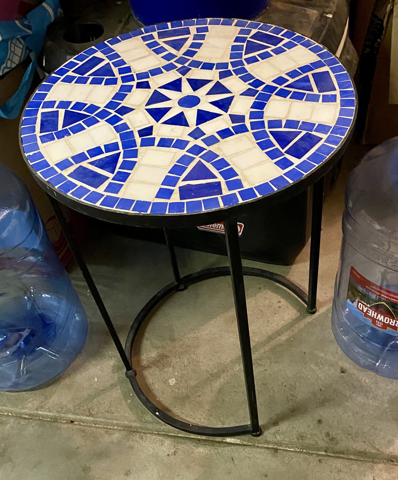 Mosaic Outdoor Small Side Table Blue