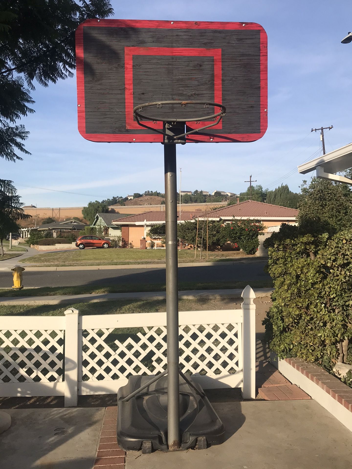 Basketball hoop with wood backboard