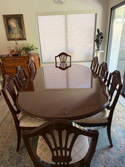 Solid Wood Formal Dining Set – Table, 8 Chairs & Matching Buffet