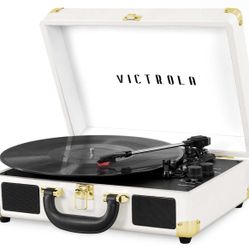White Victrola Record Player