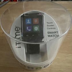 BRAND NEW IN BOX iTime Smart Watch Black Silicone Band Touch Screen Control For Android.