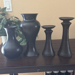 Metal Vase/Candle Set
