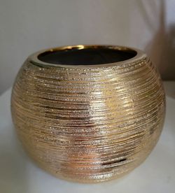 Glam mid-century modern gold ceramic shelf decor/vase