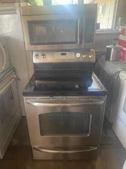 Stainless Steel Stove and Microwave