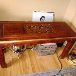 Two Asian Carved Tables Vintage 1980s