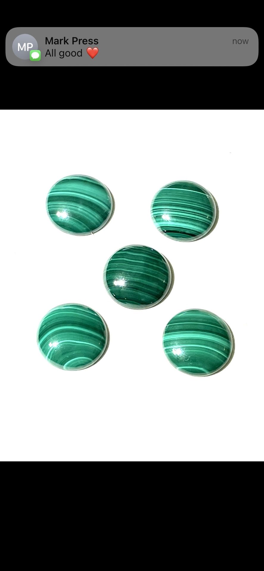 5 Malachite Cabochons