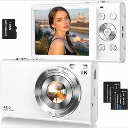 Digital Camera,Autofocus 4K Vlogging Camera for Photography with 32GB Card,48MP Portable Compact Point and Shoot Digital Camera for Teens Adult Beginn