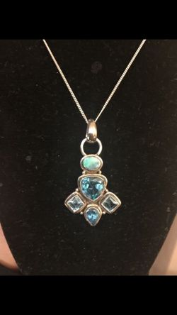 925 sterling silver necklace with beautiful stones charm ..18" inches... $20
