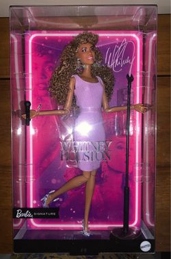 Barbie Whitney Houston Signature Collectible Doll Wearing Iconic Dress from Music Video and Microphone