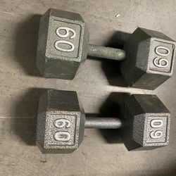 60 lb Hex Dumbbells (Pair) – Excellent Condition – $120