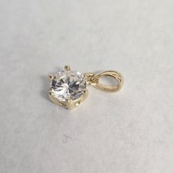 14kt Gold Round CZ Stone Charm
