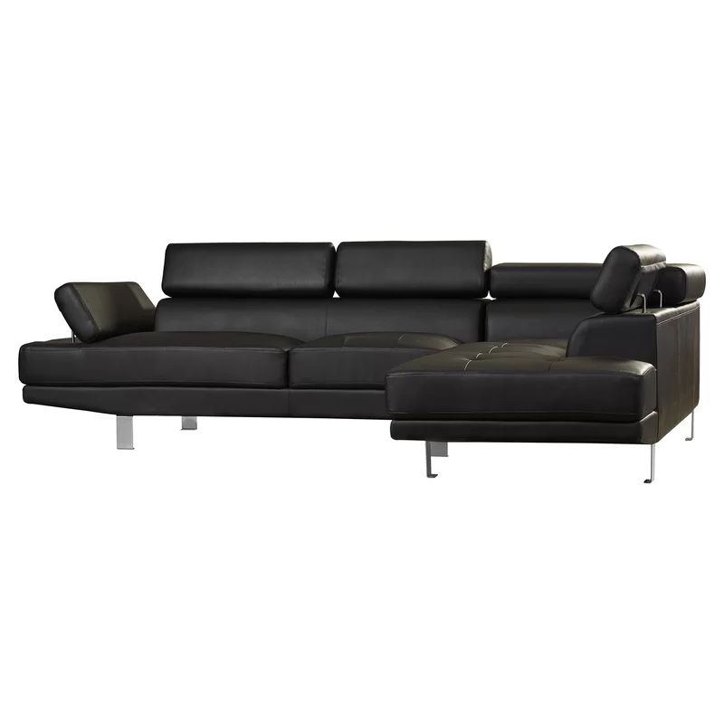 Wayfair, 105" Wide, Faux Leather Sectional, Black