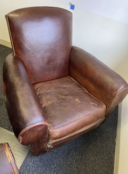 Pair of French Club Chairs - Leather