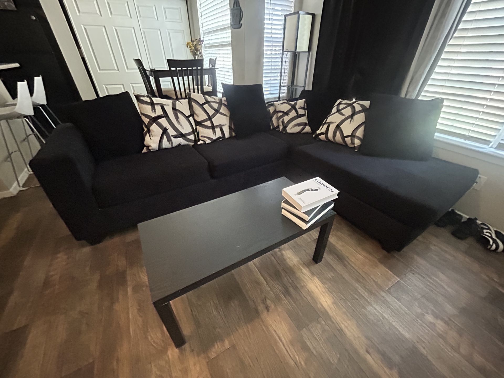 Barely Used Black L Shaped Couch