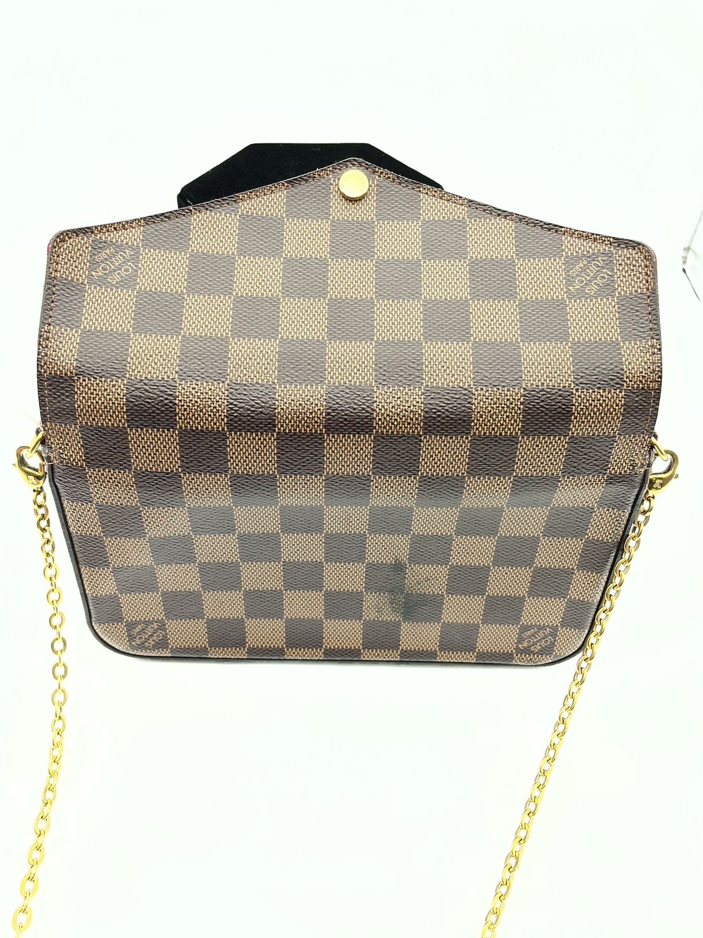 LOUIS VUITTON Monogram Pochette Felicie Chain Wallet Red