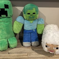 Minecraft Stuffed Plushies Steve, Zombie And Sheep