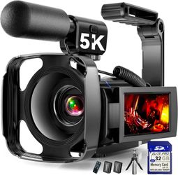 🔥new inbox🔥5K Video Camera Camcorder, 64MP Vlogging Camera for YouTube with 3" 270° Rotatable Touch Screen