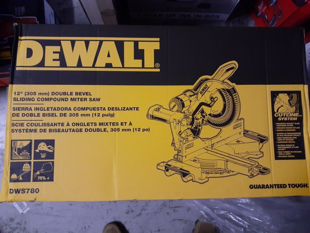 New never opened Dewalt 12" double bevel compound sliding miter saw DWS780
