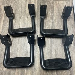 FOR FORD/CHEVY/GMC/DODGE TRUCK 4PCS BLACK DIE CAST ALUMINUM SIDE STEPS/NERF BAR