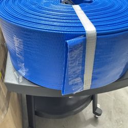 Eastrans 2.5 IN x 100 FT Heavy Duty Flat Discharge Hose, Weather & Burst Resistant, Best Hose for Inground Pools, Pool Filter & Drain Hose