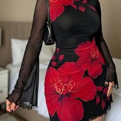 Y2K Aesthetic Sheer Mesh Mini Dress