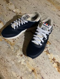 Reebok Classic Nylon sneakers in a navy and white
