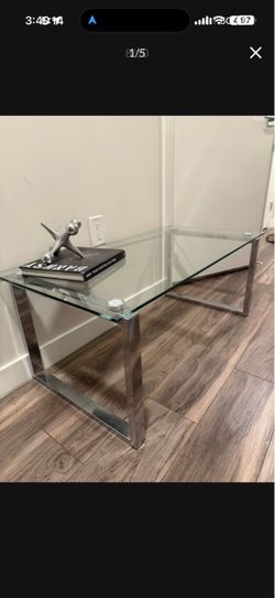 Modern Glass Coffee Table – Chrome Frame – 47” x 24”