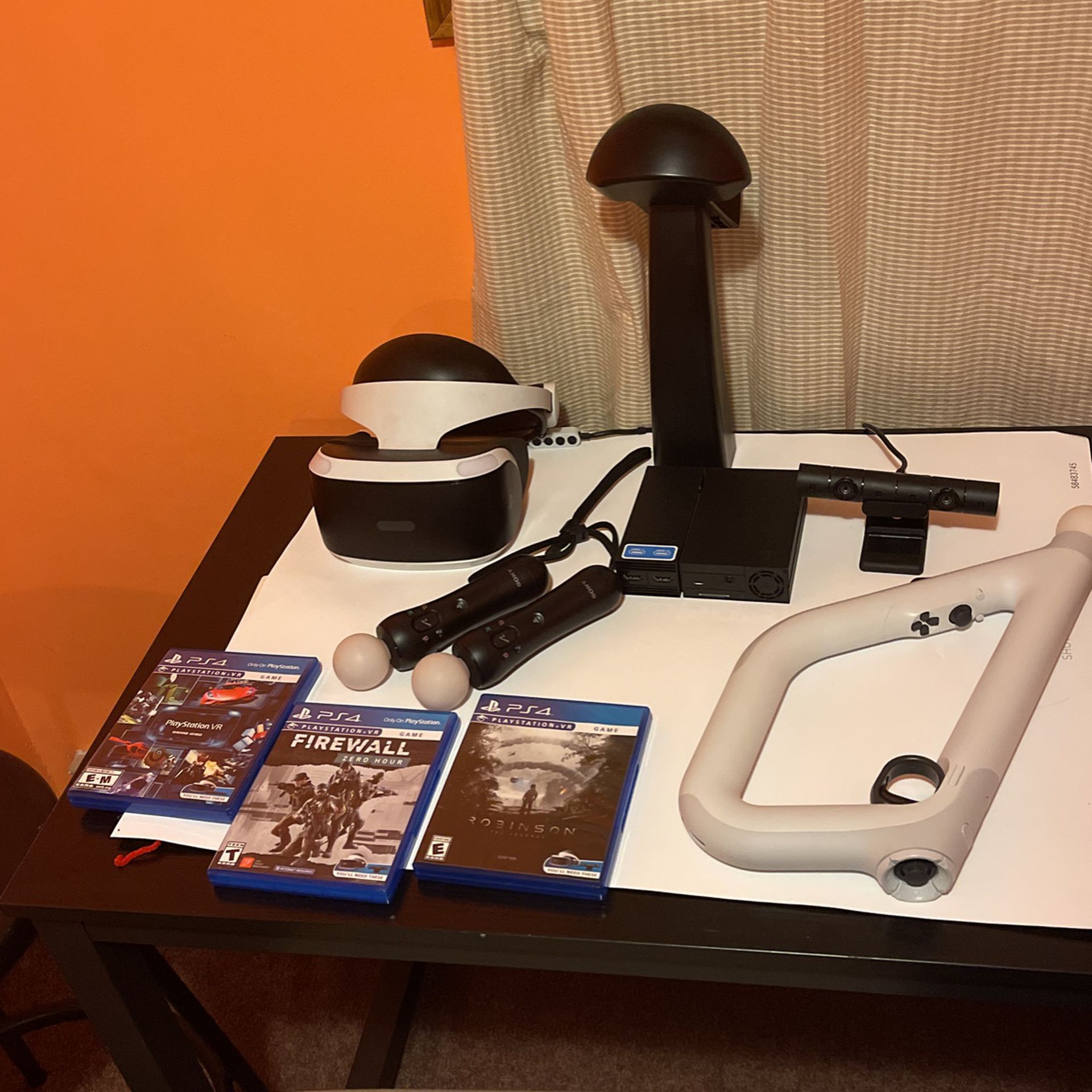 PlayStation VR + Controllers, Stand, and Games