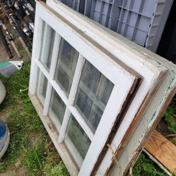 Lot of 3 Vintage Wood Windows