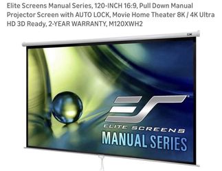 Elite Screens Manual Series, 120-INCH 16:9, Pull Down Manual Projector Screen with AUTO LOCK, Movie Home Theater 8K / 4K Ultra HD 3D Ready, 2-YEAR WAR