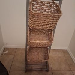 3 tiered Wicker basket organizer