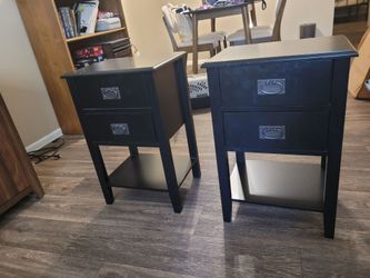 Pair of Black 2-Drawer Nightstands (Set of 2)