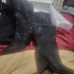 Black OVER THE KNEE BOOTS
