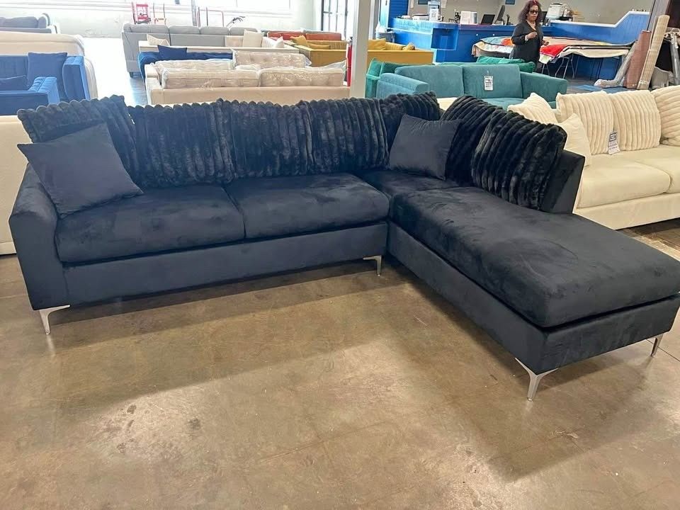 Brand New Velvet Black Sectional For Just $625!!